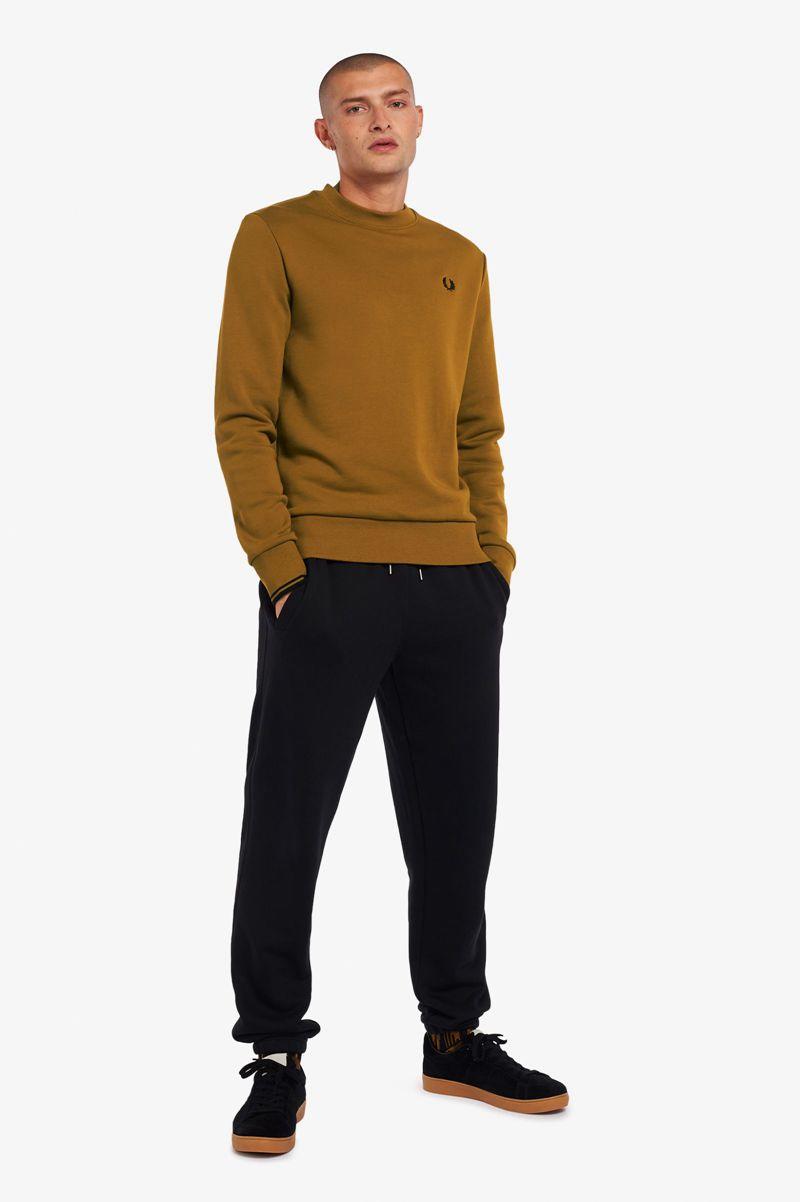 Camel Fred Perry Crew Neck Men's Sweatshirts | PH 1571TCEV